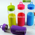 2016 chinese new products colorful heat resistant glass water bottle silicone